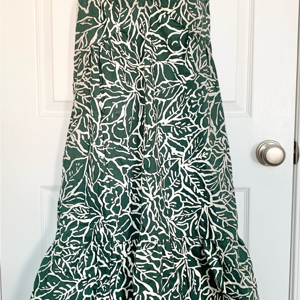 Gap Tiered Floral Midi High Low Dress - Dark Green - Size Small - Picture 7 of 8
